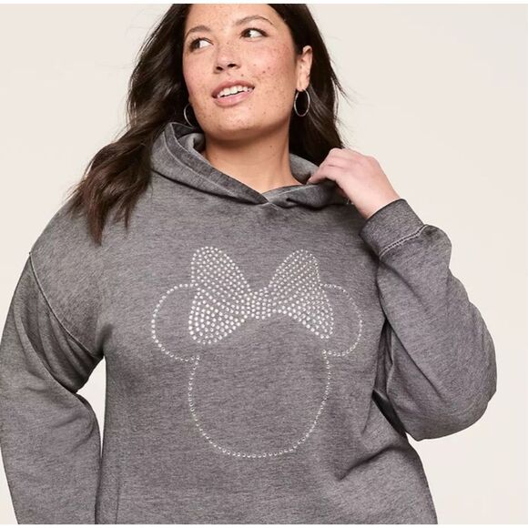 Lane Bryant $74 Relaxed Minnie Mouse rhinestone Hoodie sweatshirt 18/20 2X - Picture 5 of 9